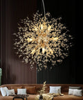 Gold Dandelion Sputnik 9 Light Crystal Chandelier Ceiling Fixture Dope Modern Firework Pendant Light in living room