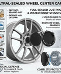 Four Pack Wheel Center Caps Silver Finish Snap In Rim Hub Covers Heavy Duty Abs Composite Beat The Rust Roll In Style Street Fresh Upgrade Fits Sedans Suvs And Trucks 60Mm Outer Diameter Fit on a silver wheel with secure black center caps.