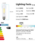 Lighting facts for Vintage Edison Style LED Tube Bulbs T10 4000K Daylight 4W Dimmable With E26 Base 40 Watt Equivalent