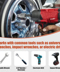 Fifteen Piece Screw Extractor Set With Three Eighths Inch Hex Drive Direct Wrench Ready No Socket Needed Easy Out Bolt Remover Kit For Stripped Damaged Screws Bolts And Nuts Multi Spline Design used with impact wrench on car tire