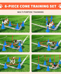 Dog Agility Cone Set With 12 Cones And 6 Adjustable Hurdles for training puppies in outdoor obstacle courses.