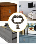 Antique Bronze Drop Ring Cabinet Pulls Set Of Six Heavy Duty Zinc Alloy Drawer Pulls for cabinets and dressers installation