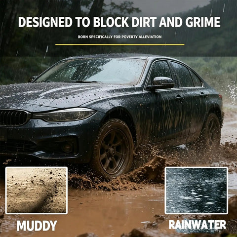 Heavy Duty Mud Flaps For Tesla Cybertruck Front And Rear Splash Guards Tough Composite Shields protecting against mud and water.