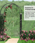 Durable Curved Metal Garden Arbor Trellis For Outdoor Use with climbing vines in a lush green garden setting