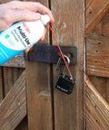 Applying All-Around Multi-Use Lubricant Spray With Corrosion Protection, Long-Lasting Wet-Style Formula For General Use to gate lock