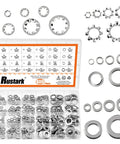 400 Piece 6 Size 304 Stainless Steel SAE External And Internal Star Washers, Split Lock Washers, Flat Washers, And Spring Lock Washers Assortment Kit For Home, Industry, And Construction, organizer case