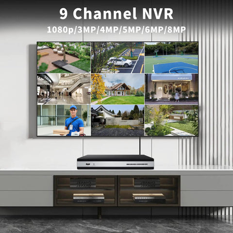 4K 9 Channel NVR Security Recorder For Home Surveillance Supports 8MP IP Cameras At 25fps With Local And Remote Access