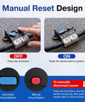 Heavy Duty 50 Amp Circuit Breaker With Manual Reset Switch 12 To 48 Volt DC showing reset button and ON/OFF functionality.
