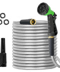 Heavy Duty Stainless Steel Garden Hose 150 Ft With Three Quarter Inch Brass Fittings, Kink Free And Rust Proof, Flexible Design
