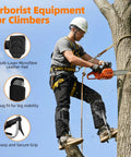 Man using Heavy Duty Aluminum Tree Climbing Spikes With Straps And Covers, Height Adjustable Tree Spurs For Pruning And Trimming