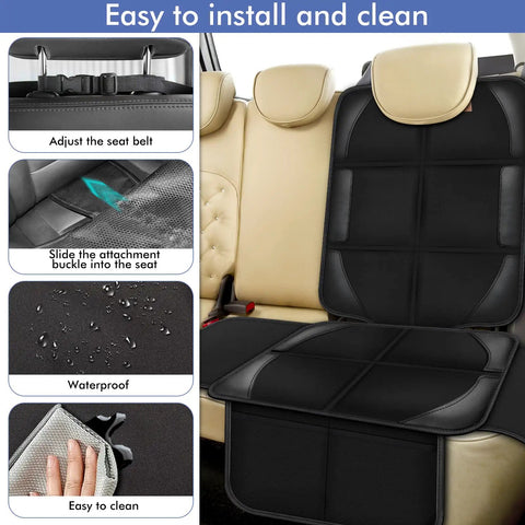 Kid Safe Car Seat Protector Cover With 600D Waterproof Non Slip Cushion Mat Large Size With Built In Storage Pockets on car seat