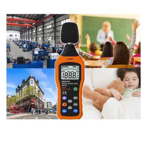 LCD Digital Decibel Meter For Real Time Sound Level Readings From 30 dB To 130 dB With AC Mode in use in various environments