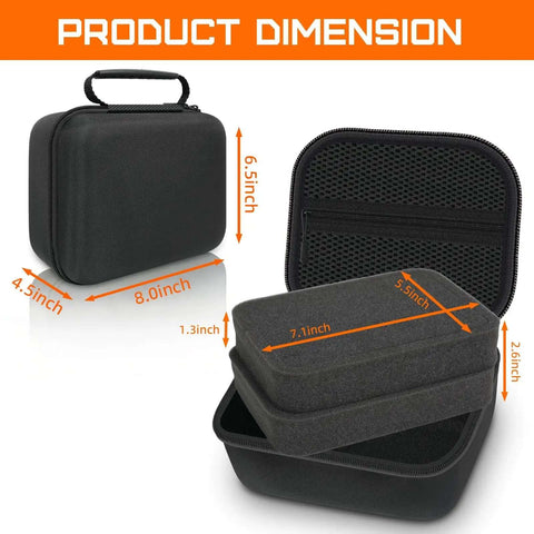 Rugged Hard Carrying Case With Custom Pluck Foam For Camera And Drone Gear Beefy Shell Provides Hella Tough Drop Protection Precision Fit Compartments Travel Organizer dimensions shown with measurements and removable foam sections.