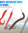 150 PCS J Hooks With Baitholder Long Shank Bait Holder Hook 2 Shank Offset for Saltwater and Freshwater Fishing