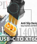 3.3-Foot USB C To XT60 Charging Cable With Nylon Braided Build, showing anti-slip design and XT60 connector close-up