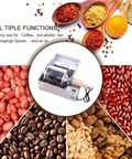 Solid Pro Level Fully Automatic Coffee Roaster With Heavy Duty Stainless Steel Drum, showcasing its multi-function use for various beans.