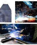 Cowhide Welding Apron Fireproof Workwear Portable Reusable Soldering Safety Protective Apron For Welders Navy Blue Heavy Duty