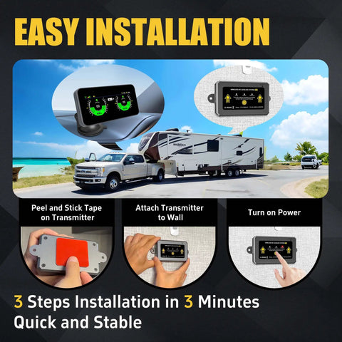 AM50PRO Wireless RV Leveling System With Portable Display, No-Fuss Setup, Drone-Grade 6-Axis Gyro Precision For Smooth Leveling On Any Camp Site, Built-In Bright Screen. 3-step install