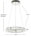 Chrome 1 Light Integrated LED Pendant With Crystal Ring Dope Adjustable Height Modern Glam Dining Room Chandelier Dimmable And ETL Listed