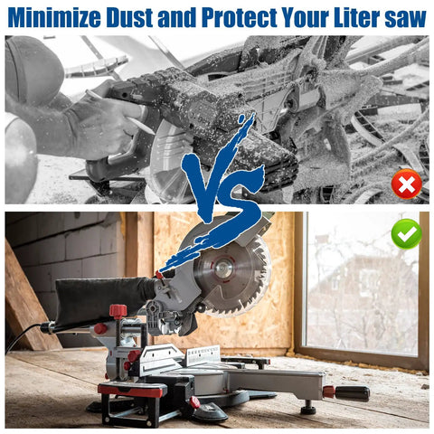 Heavy Duty Black Dust Collection Bag With Zipper And Steel Wire Outlet For Miter Saw Belt Sander Edge Planer Keeps Your Shop Slick With No Sweat Or Mess Guaranteed during use with saw.