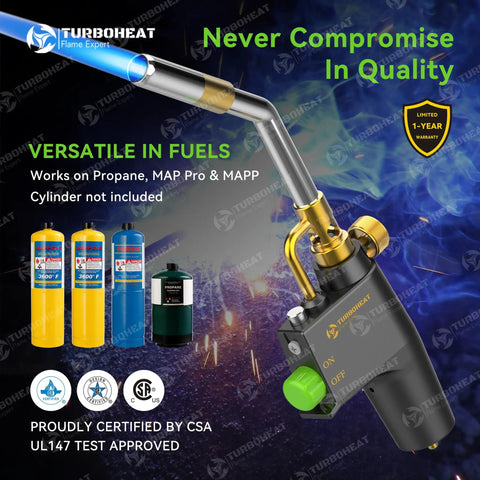 Heavy Duty Torch Kit with auto igniter and metal handle, high temperature flame, MAPP gas cylinder not included.