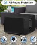 Waterproof Square Patio Ottoman Cover That Shields Against Rain And Sun UV Windproof All Weather Heavy Duty Outdoor Furniture Protector 25L By 25W By 17H Inches Black Go To Shield For Cushions And Side Tables on patio.