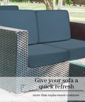 12 Pack Waterproof Stretch Cushion Covers For Patio And Indoor Couches, Gray Blue on woven patio furniture