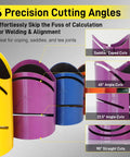 Heavy Duty Magnetic Steel Pipe Cutting Guide Kit Slide Right On And Skip The Math For 22 5 45 90 Degree Saddle Notches with color-coded templates.