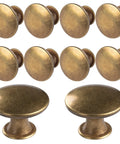 Brass Round Antique Style Cabinet Knobs Set For Kitchen Cupboard Doors And Drawers Includes Screws, top and side view