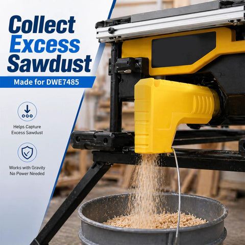 Universal Table Saw Dust Collector Adapter With 2.5 Inch Hose Gravity Powered Dust Collection System fits DWE7485.
