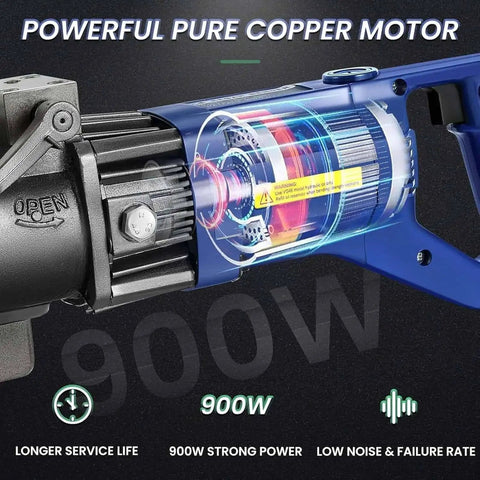 Powerful pure copper motor of CUTPOIY 900W Electric Rebar Bender Machine for durability and performance in DIY construction projects.