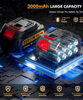 Close-up of dual 3.0Ah batteries for Cordless Pressure Washer Gun 1700 PSI 120 Bar Portable Power Washer with charger