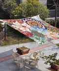 Boho Floral 8x10 Ft Sun Shade Sail Canopy Patio Ready Backyard Friendly Garden Deck Porch Outdoor Shade Cloth Waterproof UV Block With Sturdy Seams And Tear Resistant Construction providing shade over backyard seating area