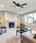 Living room with 52 Inch Traditional Ceiling Fan With Five Blades And Dope LED Light Kit, low profile hugger, oil rubbed bronze finish.