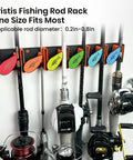 Rainbow-colored two-pack wall mounted fishing rod rack organizer for garage with adjustable grip holders for rods 0.2-0.8 inches