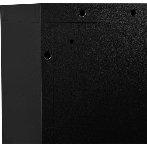 Close-up of the solid black finish of the Built Different 12 Door Tablet And Cell Phone Locker Featuring Keyed Differently Locks.