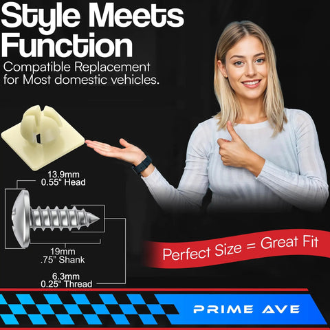 Stainless Steel License Plate Screws With Nylon Inserts Set Of 4 Rustproof Fasteners product details and sizing guide