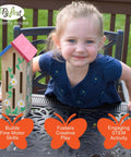 Butterfly House DIY Art And Craft Kit For Kids And Adults, Wooden Building Toy With Painting Projects, STEM Gift For Hands On Learning beside child