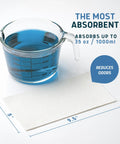 Heavy Duty Medical Grade Commode Liners With Super Absorbent Pads Zero Hassle Odor Control on a surface with a measuring cup.