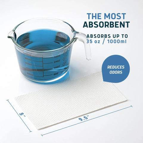 Heavy Duty Medical Grade Commode Liners With Super Absorbent Pads Zero Hassle Odor Control on a surface with a measuring cup.
