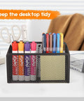 Magnetic Pencil Holder With Extra Strong Magnets Mesh Marker Organizer For Whiteboards Refrigerators And Lockers Black Finish
