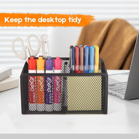 Magnetic Pencil Holder With Extra Strong Magnets Mesh Marker Organizer For Whiteboards Refrigerators And Lockers Black Finish