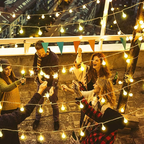 52 Foot Battery Operated String Lights 2 Pack With 120 LEDs Waterproof Indoor Outdoor Decor used at rooftop party