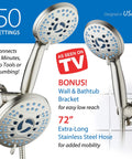 High Pressure Handheld And Rain Shower Head Combo With Anti Clog Jets 3 Way 50 Mode System 8 Setting Hand Shower And 6 Setting Rain Head