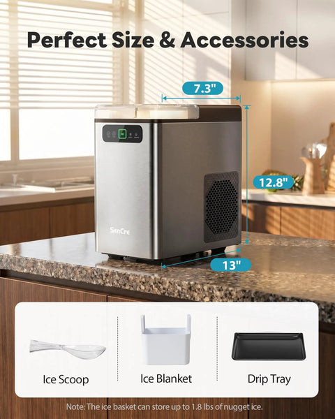 Top Shelf Countertop Nugget Ice Maker Crushing 40 Pounds Of Soft Chewable Ice Daily With Lightning Fast Five Minute Batches in kitchen