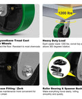 6 Inch Heavy Duty Casters Set Of Four With Grease Fitting, 4800 Lbs Load Capacity, Quiet Industrial Caster Wheels detail view