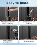 Image showing steps to install 4 Pack Heavy Duty Fence Post Repair Stakes Tough Steel Anchors for fixing wood fences.