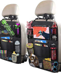 Backseat Organizer With 10 Inch Table Holder And Nine Storage Pockets Seat Back Protectors For Kids And Toddlers Kid Approved Car Travel Gear Durable Waterproof 2 Pack