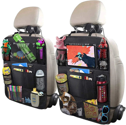 Backseat Organizer With 10 Inch Table Holder And Nine Storage Pockets Seat Back Protectors For Kids And Toddlers Kid Approved Car Travel Gear Durable Waterproof 2 Pack