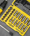 Deep Bolt Extractor Set 28 Piece Kit With Three Eighths Inch Drive For Stripped Broken And Rounded Bolts Lug Nut Removal